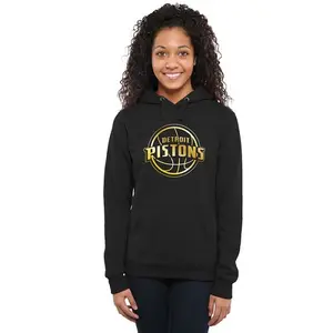Detroit Pistons Gold Collection Ladies Pullover Hoodie - Black - Women's
