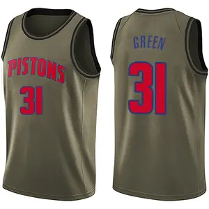 Detroit Pistons Swingman Green Javonte Green Salute to Service Jersey - Men's
