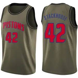 Detroit Pistons Swingman Green Jerry Stackhouse Salute to Service Jersey - Men's