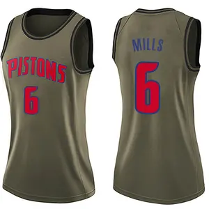 Detroit Pistons Swingman Green Terry Mills Salute to Service Jersey - Women's