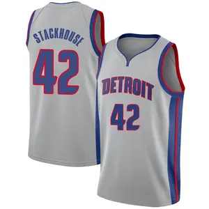 Detroit Pistons Swingman Jerry Stackhouse Silver Jersey - Statement Edition - Men's