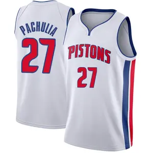 Detroit Pistons Swingman White Zaza Pachulia Jersey - Association Edition - Men's